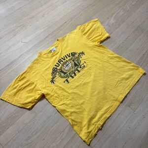 Vintage Looney Tunes Tasmanian Devil Taz Survive This Yellow Graphic T-Shirt XL